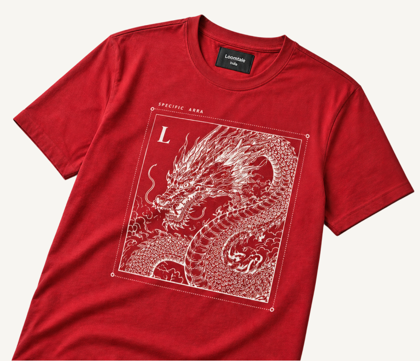 Red dragon-print t-shirt